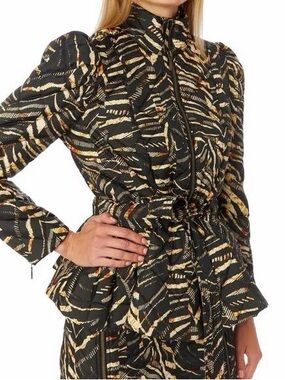 Marie Oliver Black Quilted Jacket with Cream and Yellow Floral Accents